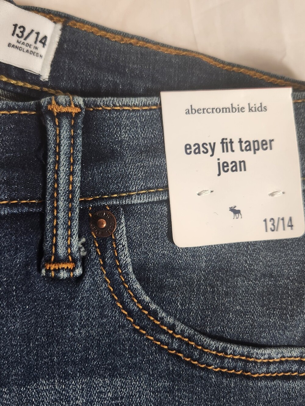 Abercrombie Kids Easy Fit Taper Jean - Dark Blue Distressed 13/14